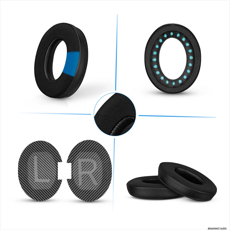Mga Hybrid Replacement Earpad para sa Bose QuietComfort 25 (QC25) Wireless Headphones, Malambot na Gel, Nakahingang Tela na may PU Leather at Memory Foam