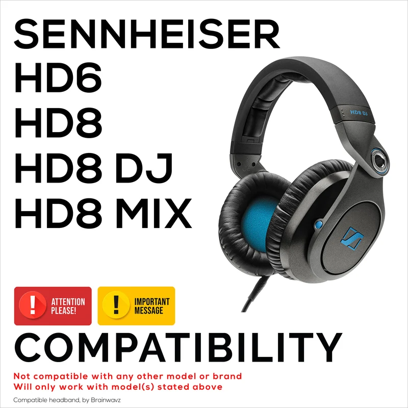 Kapalit na Headband para sa SENNHEISER HD8, HD8 DJ, HD8 MIX at HD6 Headphones - Soft PU Leather at Memory Foam Cushion Pad