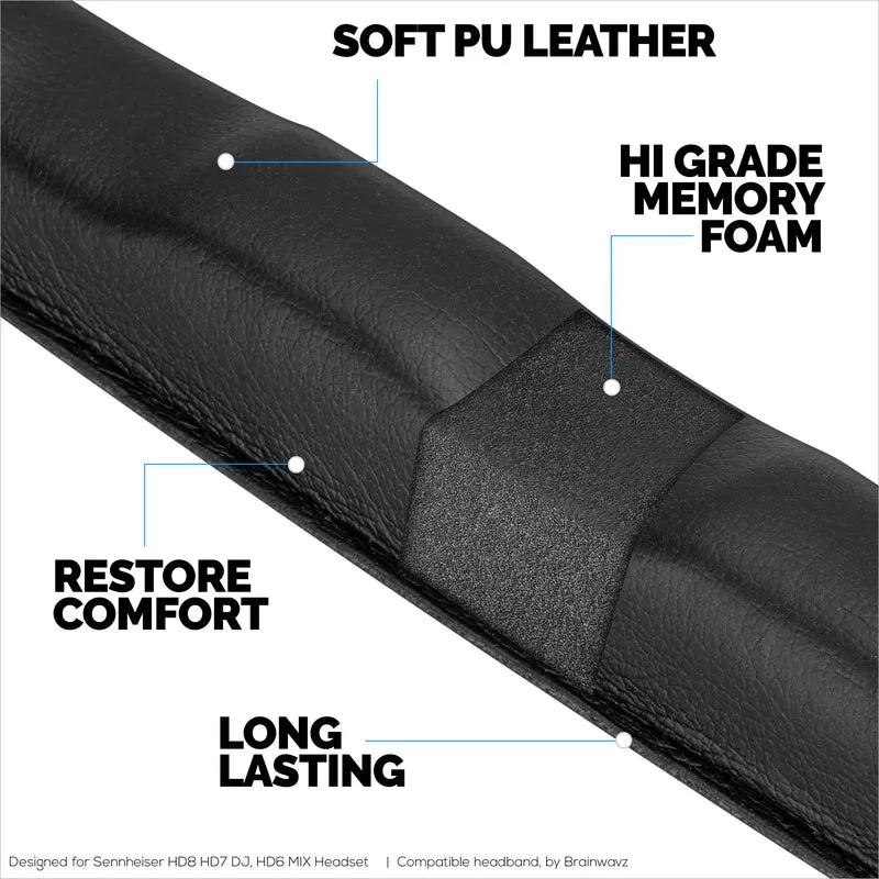 Kapalit na Headband para sa SENNHEISER HD8, HD8 DJ, HD8 MIX at HD6 Headphones - Soft PU Leather at Memory Foam Cushion Pad