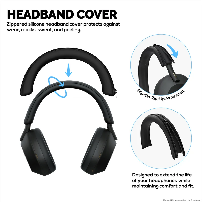 Set ng Silicone Protective Cover para sa Sony WH-1000XM5 - Mga Pantakip sa Headband, Ear Cup at Earpad – Hindi tinatablan ng pawis, alikabok, hindi madulas at madaling i-install