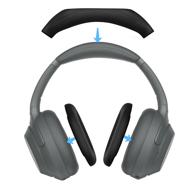Set ng Silicone Protective Cover para sa Sony WH-1000XM3 at WH1000XM4 - Mga Takip sa Headband at Earpad – Hindi tinatablan ng pawis, alikabok, hindi madulas at madaling i-install