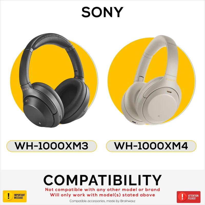 Set ng Silicone Protective Cover para sa Sony WH-1000XM3 at WH1000XM4 - Mga Takip sa Headband at Earpad – Hindi tinatablan ng pawis, alikabok, hindi madulas at madaling i-install