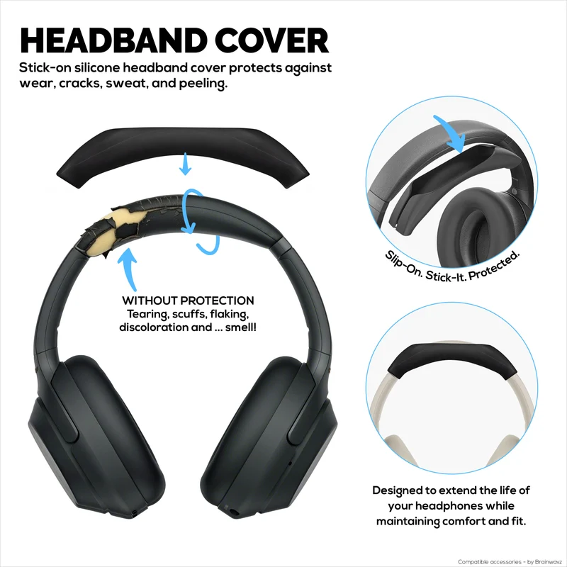 Set ng Silicone Protective Cover para sa Sony WH-1000XM3 at WH1000XM4 - Mga Takip sa Headband at Earpad – Hindi tinatablan ng pawis, alikabok, hindi madulas at madaling i-install