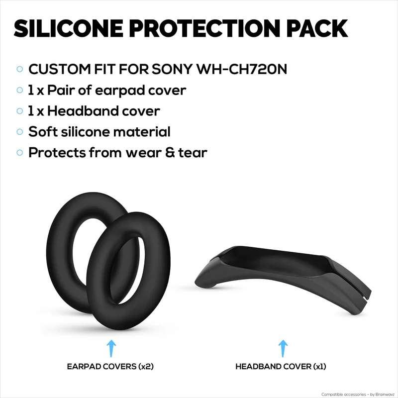 Set ng Silicone Protective Cover para sa Sony WH-CH720N - Mga Takip sa Headband at Earpad – Hindi tinatablan ng pawis, alikabok, hindi madulas at madaling i-install