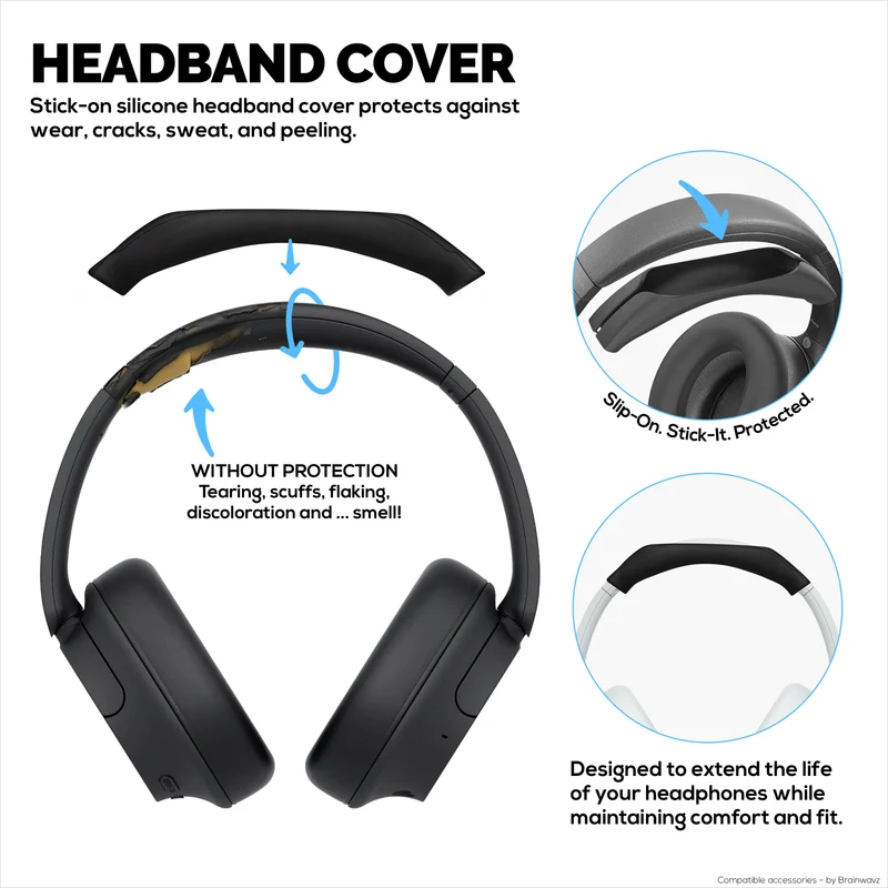Set ng Silicone Protective Cover para sa Sony WH-CH720N - Mga Takip sa Headband at Earpad – Hindi tinatablan ng pawis, alikabok, hindi madulas at madaling i-install