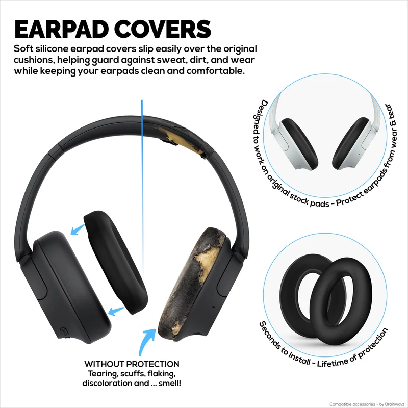 Set ng Silicone Protective Cover para sa Sony WH-CH720N - Mga Takip sa Headband at Earpad – Hindi tinatablan ng pawis, alikabok, hindi madulas at madaling i-install