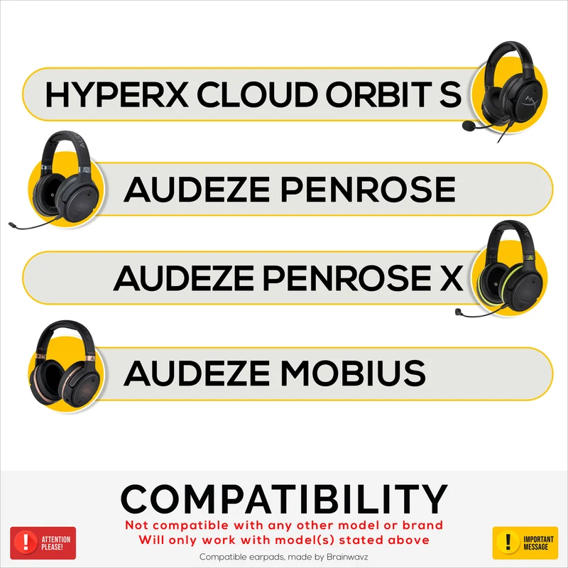 Mga Hybrid Earpad para sa HyperX Cloud Orbit S, Audeze Penrose, Audeze Penrose X at Audeze Mobius Headsets, Cooling Gel, Super Soft Fabric at Mas Makapal na Memory Foam