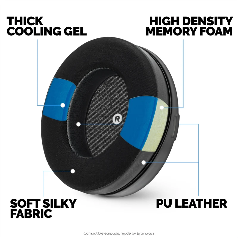 Mga Hybrid Earpad para sa HyperX Cloud Orbit S, Audeze Penrose, Audeze Penrose X at Audeze Mobius Headsets, Cooling Gel, Super Soft Fabric at Mas Makapal na Memory Foam