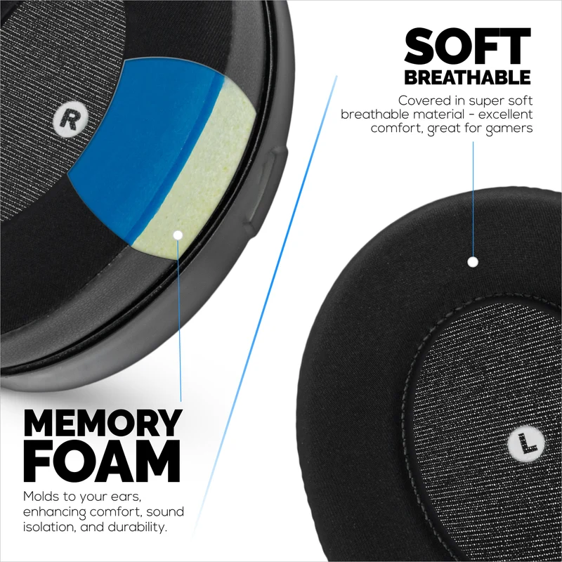 Mga Hybrid Earpad para sa HyperX Cloud Orbit S, Audeze Penrose, Audeze Penrose X at Audeze Mobius Headsets, Cooling Gel, Super Soft Fabric at Mas Makapal na Memory Foam