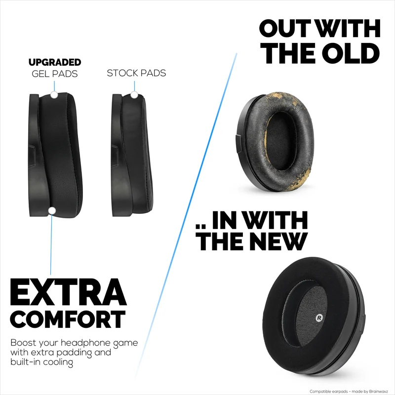 Mga Hybrid Earpad para sa HyperX Cloud Orbit S, Audeze Penrose, Audeze Penrose X at Audeze Mobius Headsets, Cooling Gel, Super Soft Fabric at Mas Makapal na Memory Foam