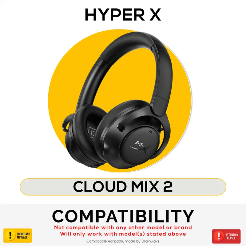 Mga Pamalit na Earpad para sa HyperX Cloud Mix 2 Wireless Over-Ear Headphones. Mataas na Grado na Protein PU Leather na may Malambot na Foam para sa Dagdag na Komportable at Tiyaga