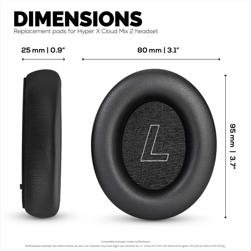 Mga Pamalit na Earpad para sa HyperX Cloud Mix 2 Wireless Over-Ear Headphones. Mataas na Grado na Protein PU Leather na may Malambot na Foam para sa Dagdag na Komportable at Tiyaga