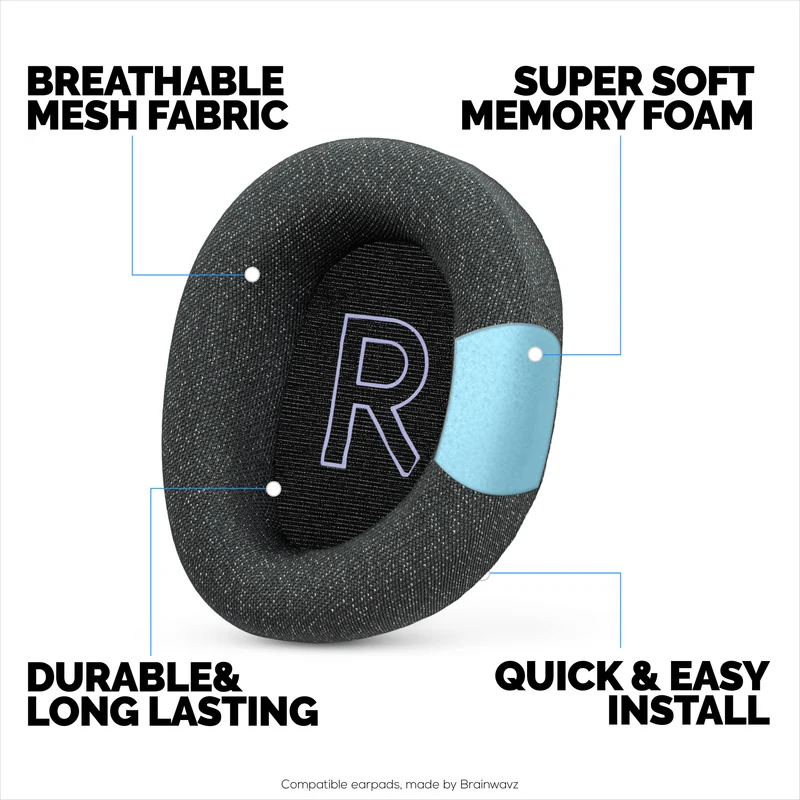 Cuscinetti auricolari in tessuto a rete per cuffie Logitech G522 Lightspeed, tessuto a rete traspirante e memory foam di alta qualità: più spessi, più comodi e più durevoli