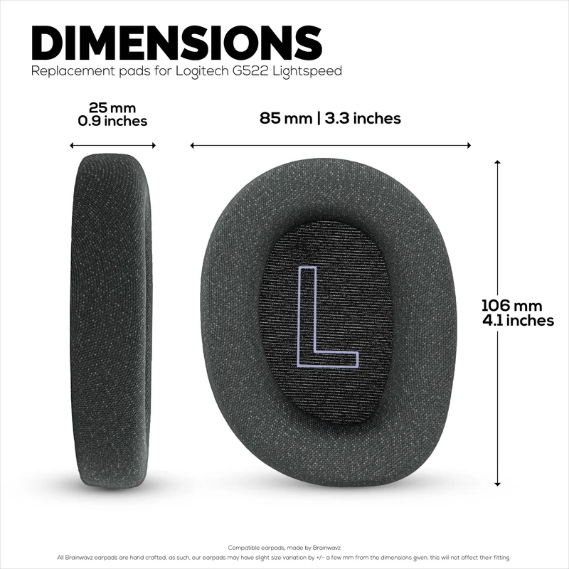 Cuscinetti auricolari in tessuto a rete per cuffie Logitech G522 Lightspeed, tessuto a rete traspirante e memory foam di alta qualità: più spessi, più comodi e più durevoli