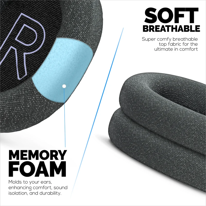 Cuscinetti auricolari in tessuto a rete per cuffie Logitech G522 Lightspeed, tessuto a rete traspirante e memory foam di alta qualità: più spessi, più comodi e più durevoli