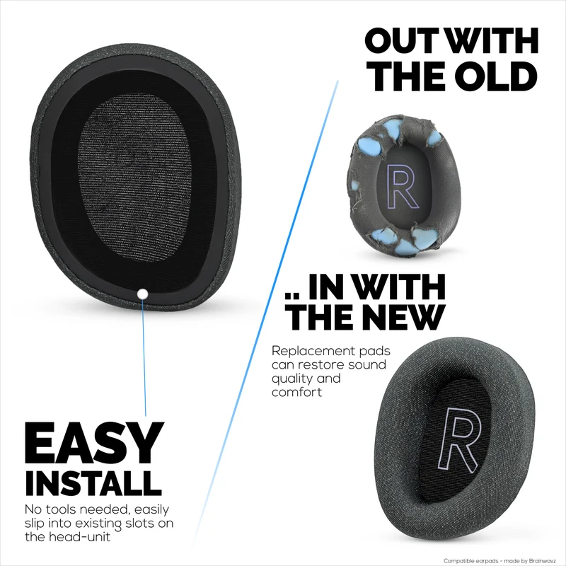 Cuscinetti auricolari in tessuto a rete per cuffie Logitech G522 Lightspeed, tessuto a rete traspirante e memory foam di alta qualità: più spessi, più comodi e più durevoli