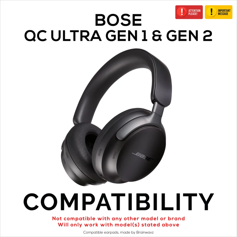 Mga Pamalit na Earpad para sa BOSE QC Ultra Gen 1 at Gen 2 Wireless Headsets. Mataas na Grado na Protein PU Leather na may Malambot na Foam para sa Dagdag na Komportable at Tiyaga