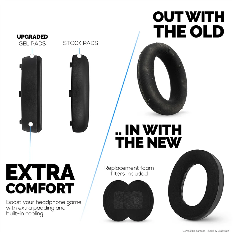 Mga Hybrid Earpad para sa BOSE QC Ultra Gen 1 at Gen 2 Wireless Headsets. Mga Cooling Gel Gaming Cushions na may Super Soft Fabric at Makapal na Memory Foam