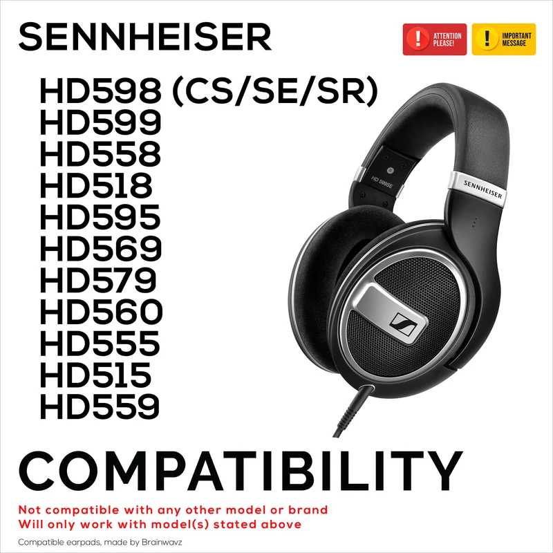 Cuscinetti auricolari ibridi per cuffie Sennheiser HD598 (CS/SE/SR) HD599 HD558 HD518 HD595 HD569 HD579 HD560 HD555 HD515 HD559. Cuscinetti da gioco in gel rinfrescante, memory foam spesso.