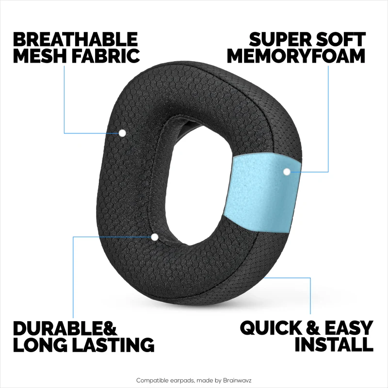 Cuscinetti auricolari in tessuto a rete per cuffie wireless TurtleBeach Stealth 700 Gen 2 e Stealth 700 Gen 2 MAX, tessuto a rete traspirante e memory foam di alta qualità