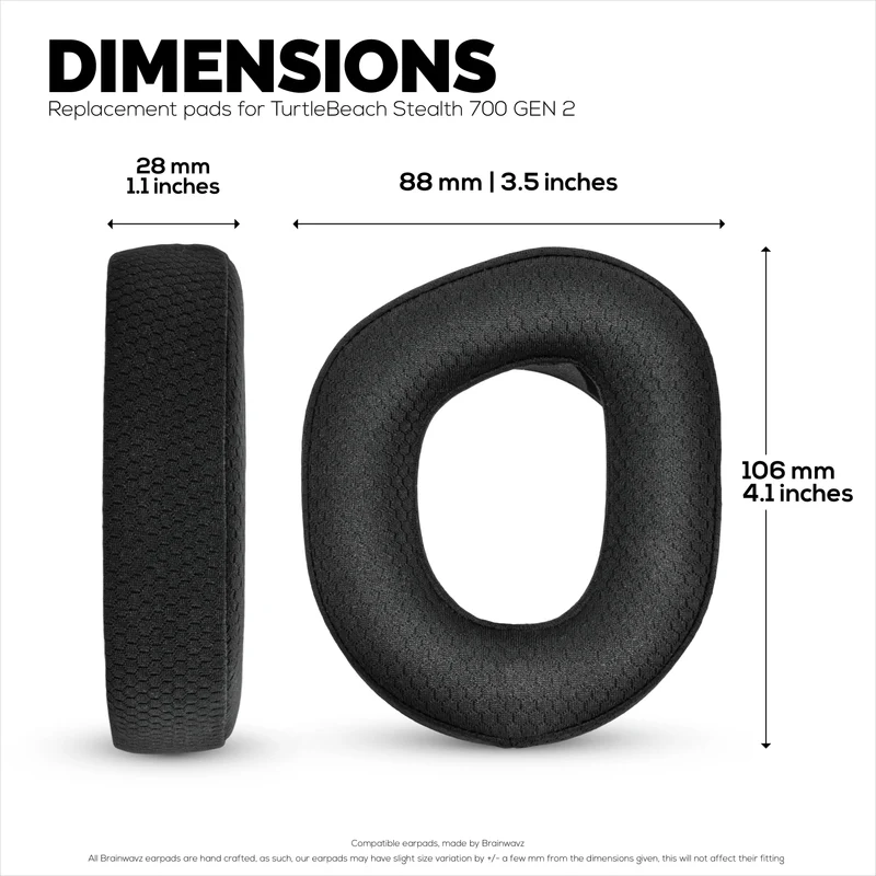 Cuscinetti auricolari in tessuto a rete per cuffie wireless TurtleBeach Stealth 700 Gen 2 e Stealth 700 Gen 2 MAX, tessuto a rete traspirante e memory foam di alta qualità