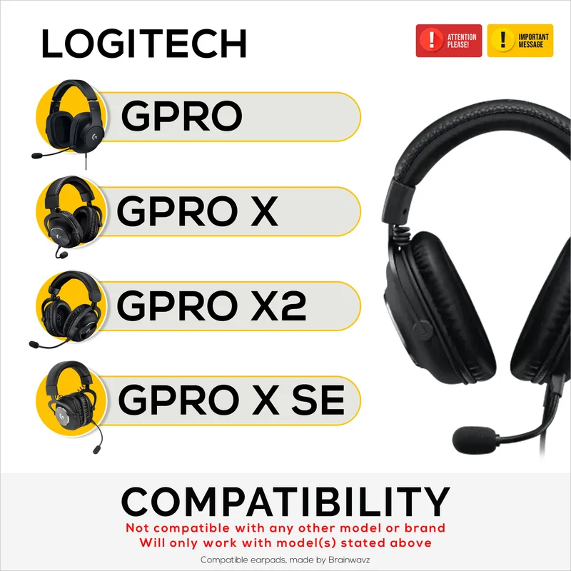Cuscinetti auricolari ibridi per cuffie Logitech G Pro, G Pro X, G Pro X 2 e G Pro X SE. Cuscinetti da gioco in gel rinfrescante con tessuto super morbido e memory foam spesso.