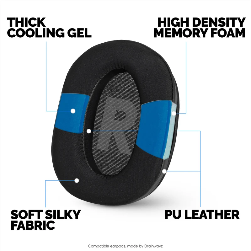 Cuscinetti auricolari ibridi per cuffie Logitech G Pro, G Pro X, G Pro X 2 e G Pro X SE. Cuscinetti da gioco in gel rinfrescante con tessuto super morbido e memory foam spesso.