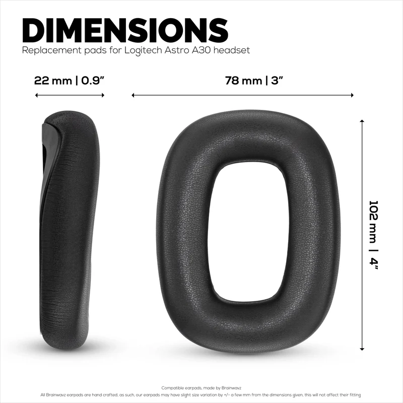 Mga Pamalit na Earpad para sa Logitech Astro A30 Headsets. Malambot na PU Leather na may High Grade Memory Foam para sa Dagdag na Komportable at Tiyaga