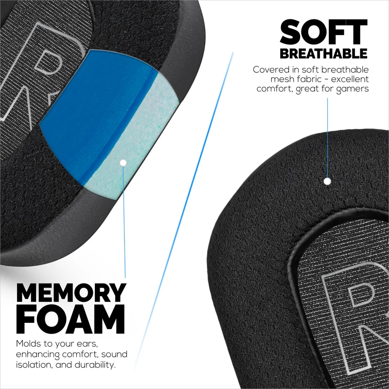 Cuscinetti auricolari ibridi per cuffie Logitech G733, G335 e G535, gel rinfrescante, tessuto super morbido e memory foam più spesso