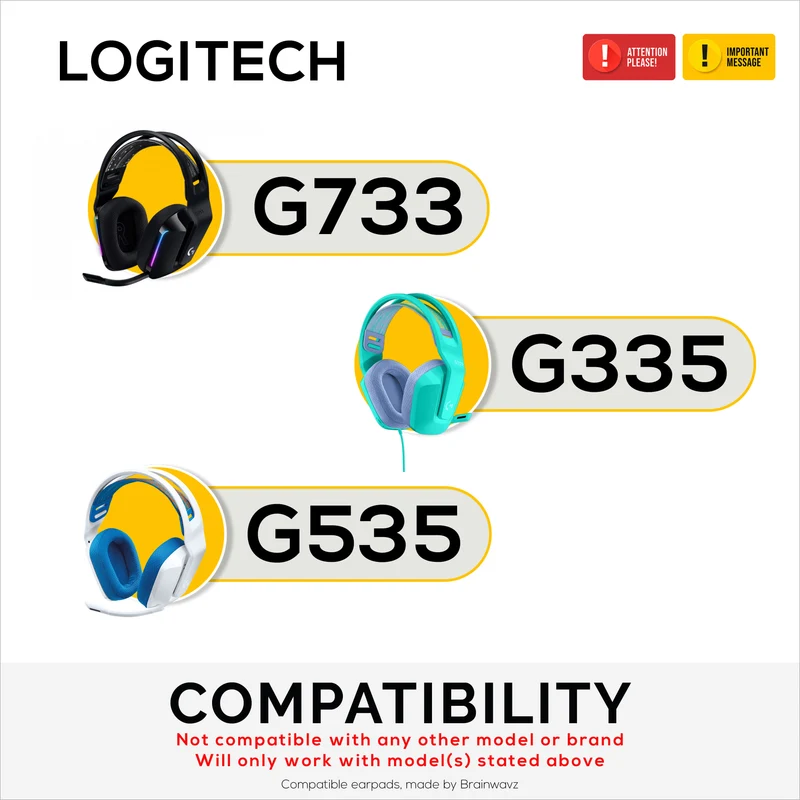Mga Earpad na may Mesh Fabric para sa Logitech G733, G335 at G535 Headset, Breathable Mesh Fabric at High-Grade Memory Foam