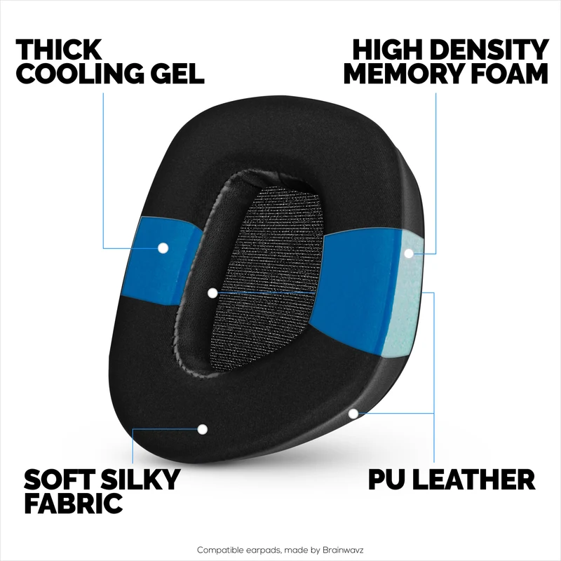 Cuscinetti auricolari ibridi per cuffie Corsair Void RGB Elite Wireless, RGB Elite USB, Elite Surround, gel di raffreddamento, tessuto super morbido e memory foam più spesso