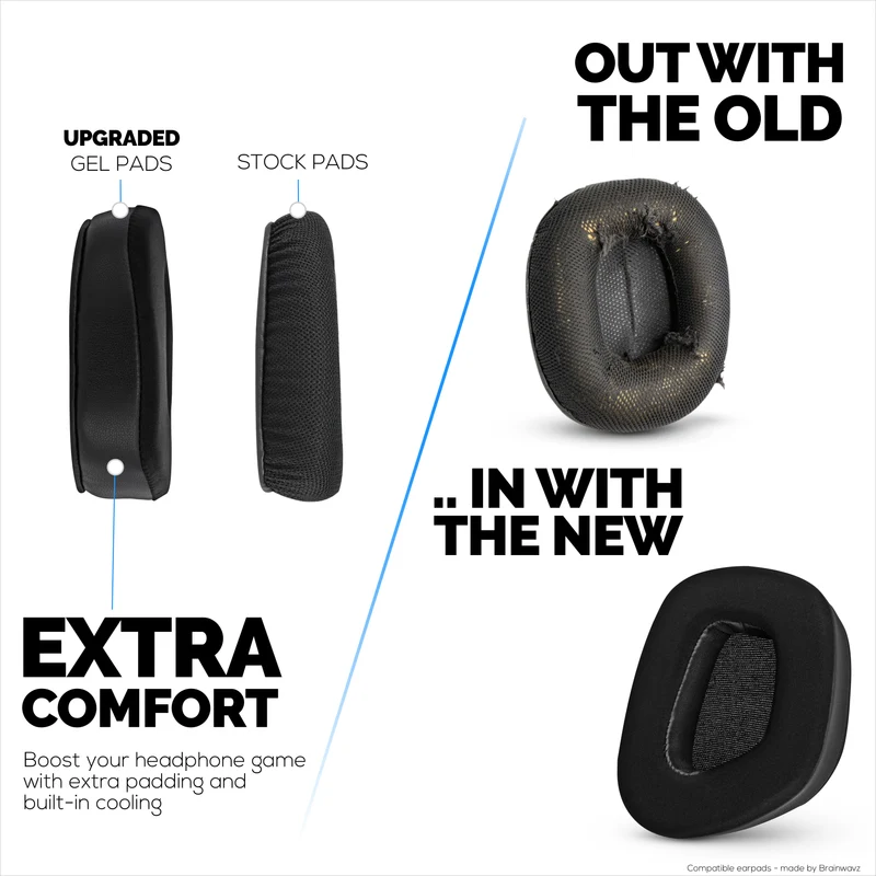 Cuscinetti auricolari ibridi per cuffie Corsair Void RGB Elite Wireless, RGB Elite USB, Elite Surround, gel di raffreddamento, tessuto super morbido e memory foam più spesso