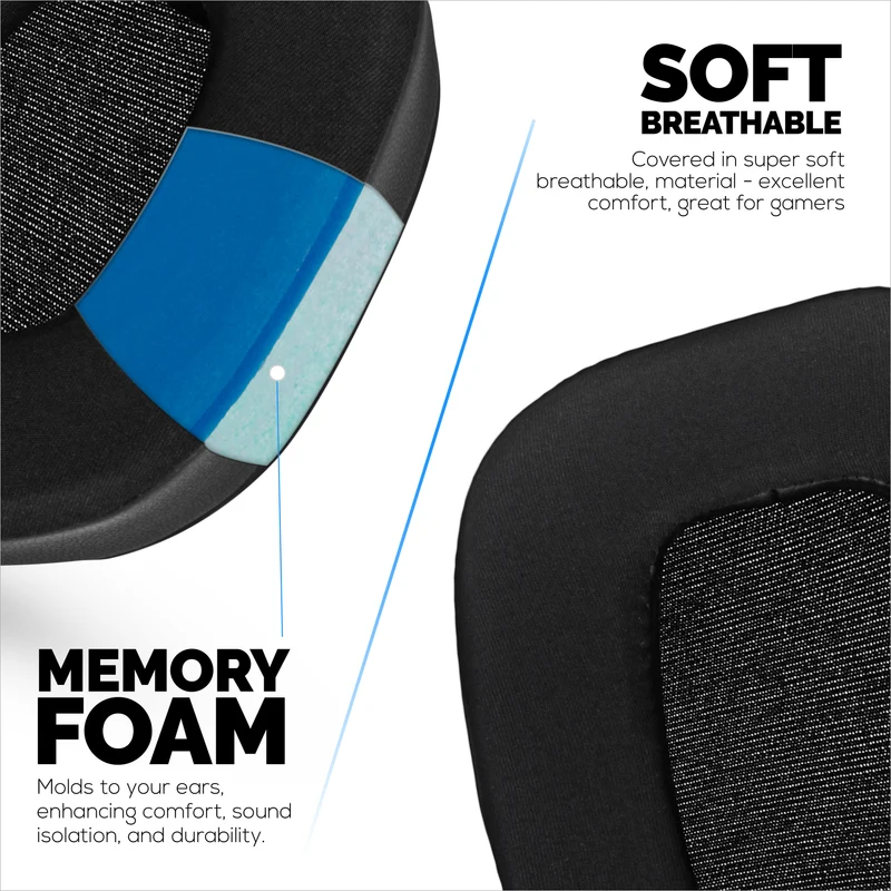 Cuscinetti auricolari ibridi per cuffie Corsair Void RGB Elite Wireless, RGB Elite USB, Elite Surround, gel di raffreddamento, tessuto super morbido e memory foam più spesso