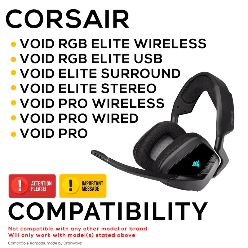 Mga Earpad na gawa sa Mesh Fabric para sa Corsair Void RGB Elite Wireless, RGB Elite USB, Elite Surround Headsets, Breathable Mesh Fabric at High-Grade Memory Foam