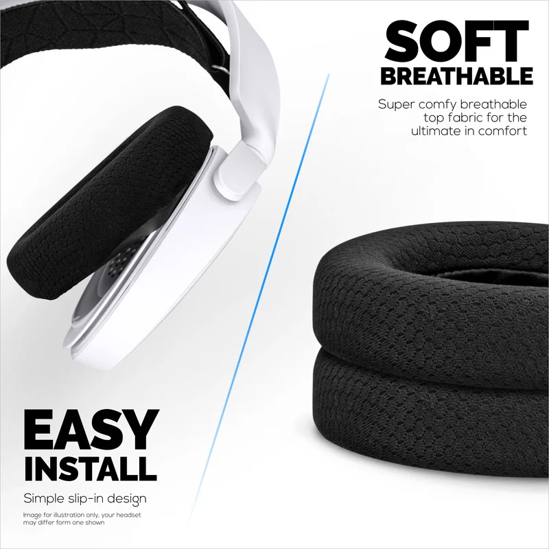 Mga Earpad na gawa sa Tela para sa Steelseries Arctis Nova Series 1/P/X, 3, 5/P/X, 7/P/X, PRO at PRO para sa mga XBox Headset, Nakahihingang Mesh na Tela at Mataas na Gradong Memory Foam