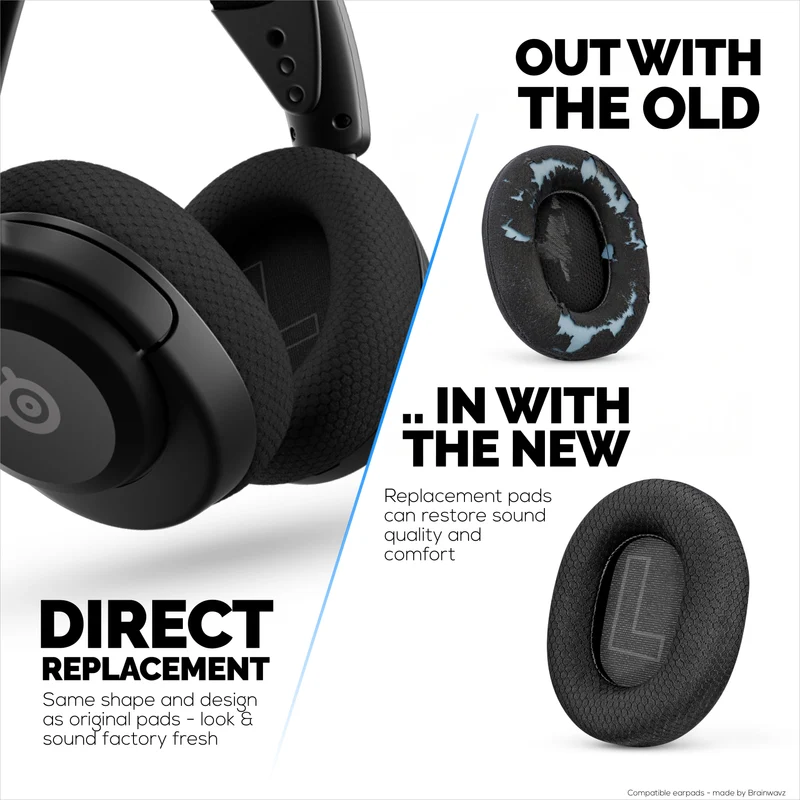 Mga Earpad na gawa sa Tela para sa Steelseries Arctis Nova Series 1/P/X, 3, 5/P/X, 7/P/X, PRO at PRO para sa mga XBox Headset, Nakahihingang Mesh na Tela at Mataas na Gradong Memory Foam