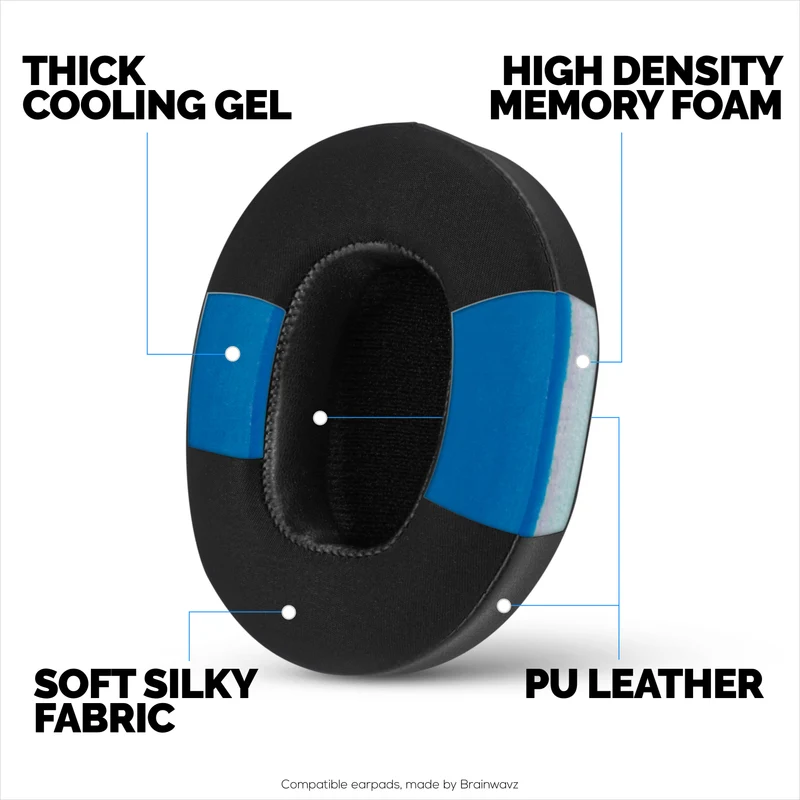 Cuscinetti auricolari ibridi per Skullcandy Crusher Wireless, Hesh 3/ANC/EVO, Venue ANC e altri. Cuscinetti da gioco in gel rinfrescante con tessuto super morbido e memory foam spesso.