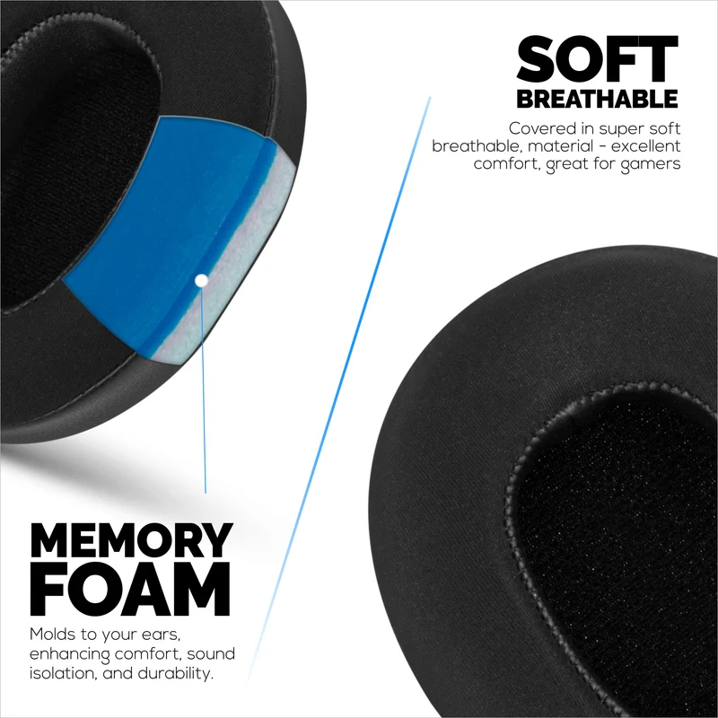 Cuscinetti auricolari ibridi per Skullcandy Crusher Wireless, Hesh 3/ANC/EVO, Venue ANC e altri. Cuscinetti da gioco in gel rinfrescante con tessuto super morbido e memory foam spesso.