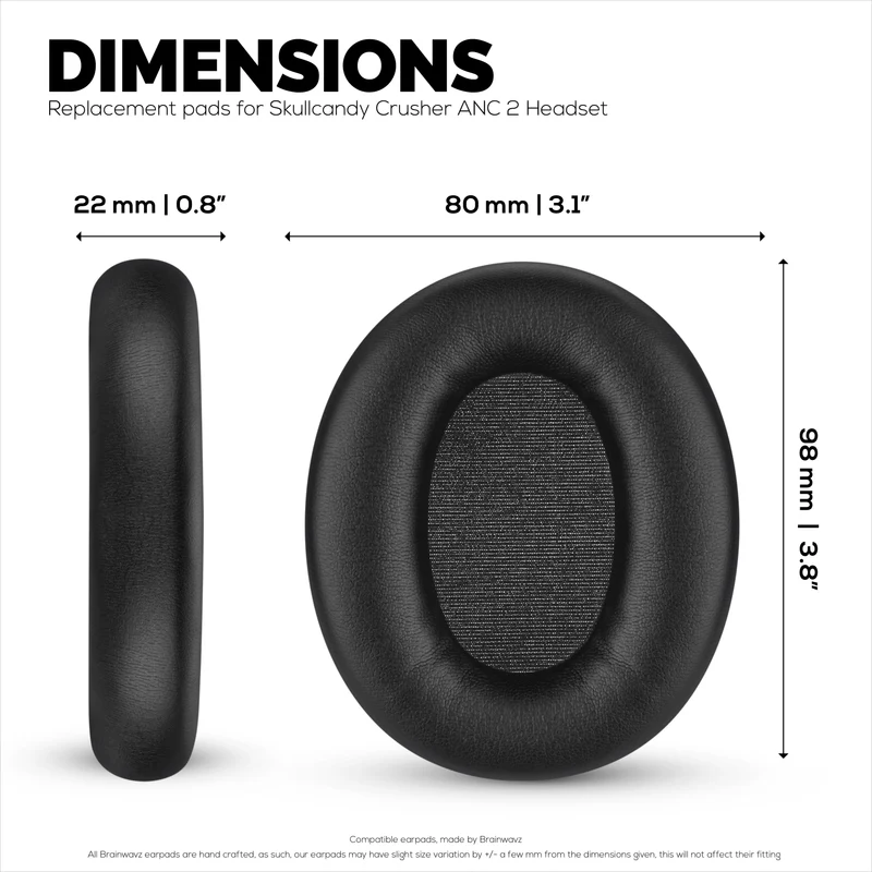 Cuscinetti auricolari di ricambio per cuffie Skullcandy Crusher ANC 2. Morbida pelle PU con memory foam di alta qualità per maggiore comfort e durata.