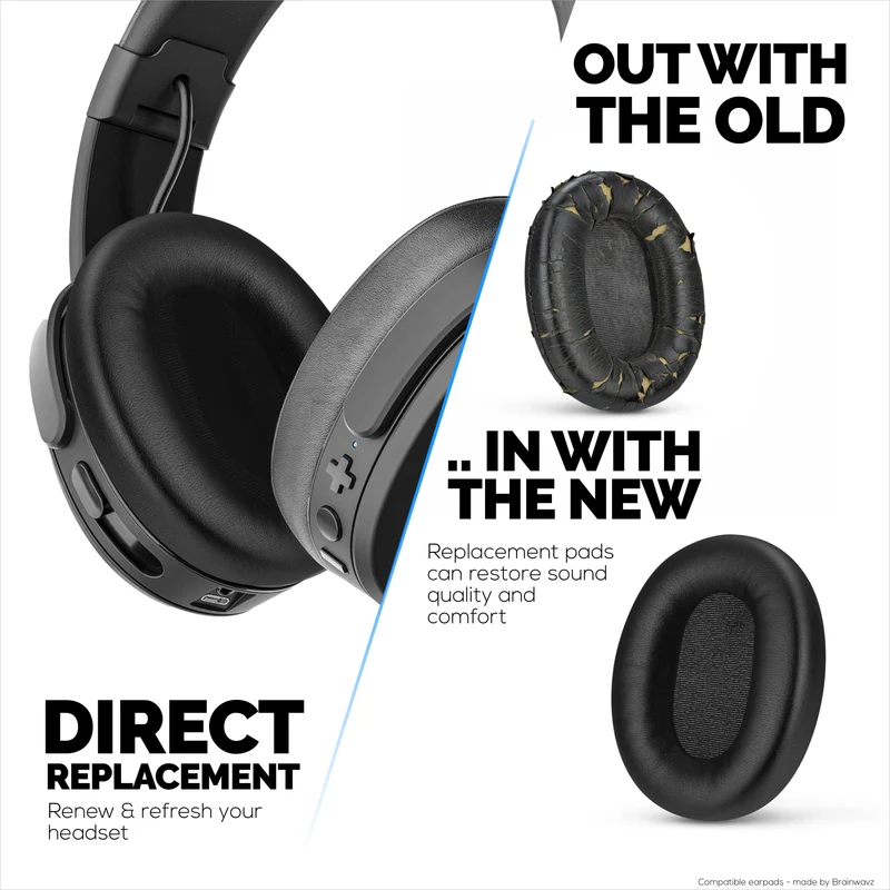 Cuscinetti auricolari di ricambio per cuffie Skullcandy Crusher ANC 2. Morbida pelle PU con memory foam di alta qualità per maggiore comfort e durata.