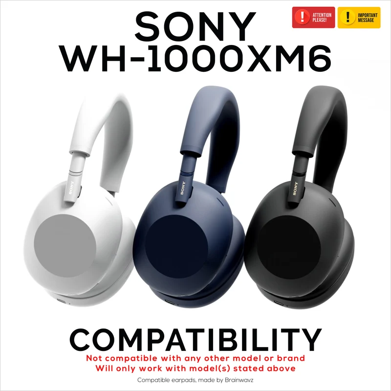 Cuscinetti auricolari di ricambio per cuffie Sony WH-1000XM6 - Cuscinetti in morbida pelle sintetica PU - East Install