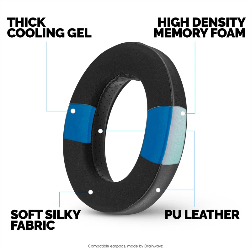 Mga Hybrid Earpad para sa Sennheiser HD600, HD650, HD660S, HD525, HD535, HD545, at Massdrop HD58X, HD6XX Headphones - Mga Cooling Gel Gaming Cushions na may Super Soft Fabric at Makapal na Foam