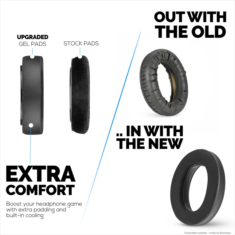 Mga Hybrid Earpad para sa Sennheiser HD600, HD650, HD660S, HD525, HD535, HD545, at Massdrop HD58X, HD6XX Headphones - Mga Cooling Gel Gaming Cushions na may Super Soft Fabric at Makapal na Foam