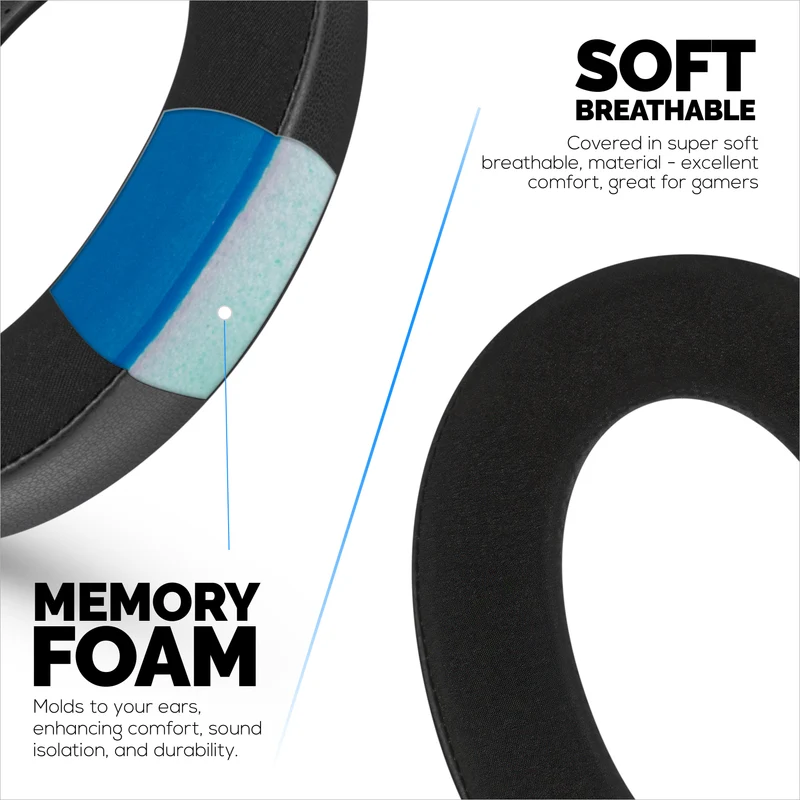 Mga Hybrid Earpad para sa Sennheiser HD600, HD650, HD660S, HD525, HD535, HD545, at Massdrop HD58X, HD6XX Headphones - Mga Cooling Gel Gaming Cushions na may Super Soft Fabric at Makapal na Foam