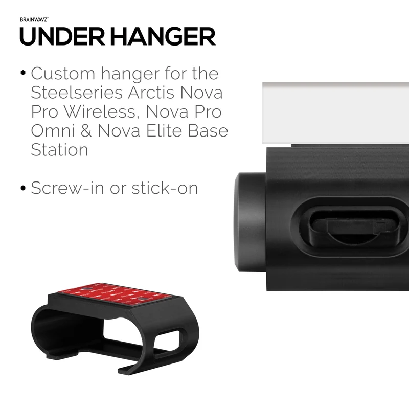 Pang-ilalim na Mount sa Mesa para sa SteelSeries Arctis Nova Pro Wireless, Nova Pro Omni at Nova Elite Base Station – Ligtas na Pagkakasya, Madaling Pagkabit gamit ang mga Turnilyo o VHB Tape