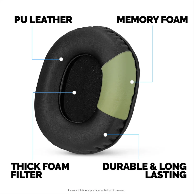 Mga Kapalit na Earpad para sa ATH-M50X, M50xBT, M50RD, M40X, M30X, M20X Audio Technica Headset. Malambot na PU Leather na may Memory Foam para sa Labis na Kaginhawahan at Katatagan