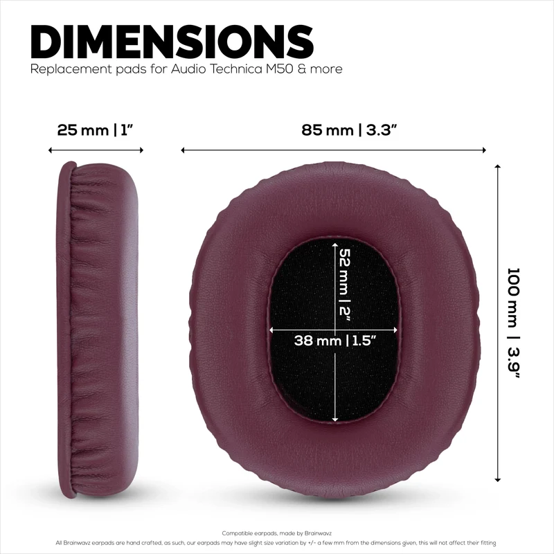 Mga Kapalit na Earpad para sa ATH-M50X, M50xBT, M50RD, M40X, M30X, M20X Audio Technica Headset. Malambot na PU Leather na may Memory Foam para sa Labis na Kaginhawahan at Katatagan
