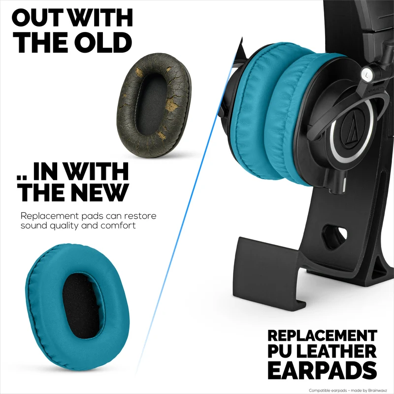 Mga Kapalit na Earpad para sa ATH-M50X, M50xBT, M50RD, M40X, M30X, M20X Audio Technica Headset. Malambot na PU Leather na may Memory Foam para sa Labis na Kaginhawahan at Katatagan