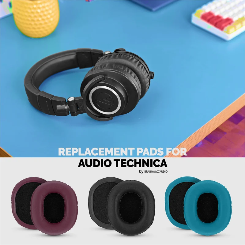 Mga Kapalit na Earpad para sa ATH-M50X, M50xBT, M50RD, M40X, M30X, M20X Audio Technica Headset. Malambot na PU Leather na may Memory Foam para sa Labis na Kaginhawahan at Katatagan