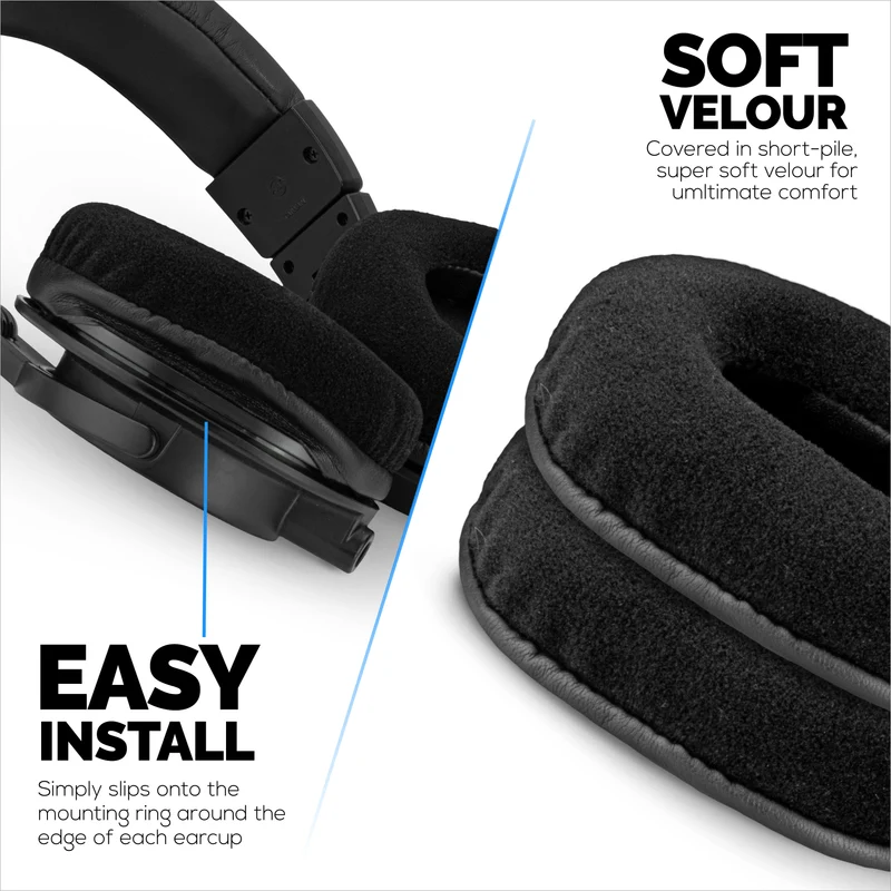 Mga Kapalit na Velor Earpad para sa Audio Technica ATH-M50X, M50xBT, M50RD, M40X, M30X, M20X Headset. Soft Velor at Memory Foam para sa Labis na Kaginhawahan